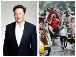 Kala Elon Musk Ngobrol dengan Pak Becak Jogja -kolase domain publik dan KOMPAS/FERGANATA INDRA RIATMOKO 