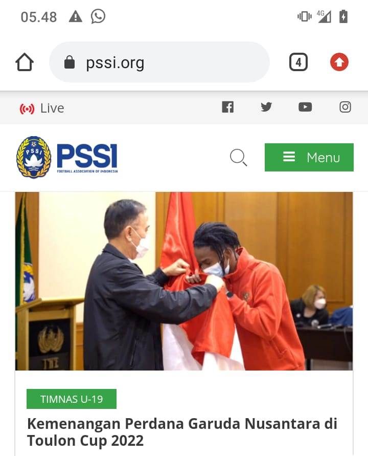 Tangkapan layar website PSSI 