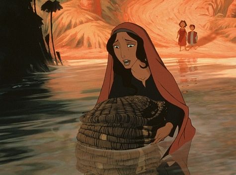 Adegan dalam film The Prince of Egypt (1998) ketika Musa dihanyutkan oleh ibunya di Sungai Nil. (Sumber: imdb.com) 