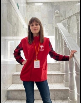 Vasilisa mahasiswi fakultas kesehatan di Chelyabinsk saat bertugas sebagai relawan medis. Sumber foto : Dokumen pribadi penulis