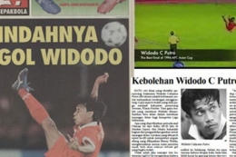 Gol salto Widodo ke gawang Kuwait di Piala Asia 1996. Foto: dok bolasport dipublikasikan kompas.com