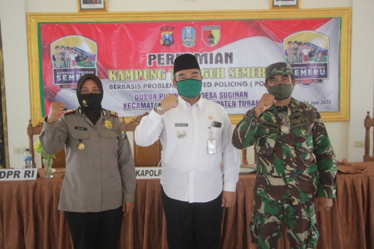 Peran TNI-Polri dalam pelaksanaan Program Kampung Tangguh (dokumentasi : Tim Panitia Kampung Tangguh Semeru Desa Sugihan)