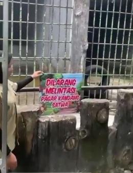 Himbauan kebun binatang agar pengunjung tidak melintasi pagar pembatas (Tangkapan layar/Instagram)