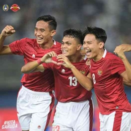 Selebrasi pemain timnas Indonesia saat melawan Jordania (Foto :  Facebook/PSSI)
