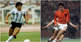 Diego Maradona dan Johan Cruyff (Planetfootball.com)