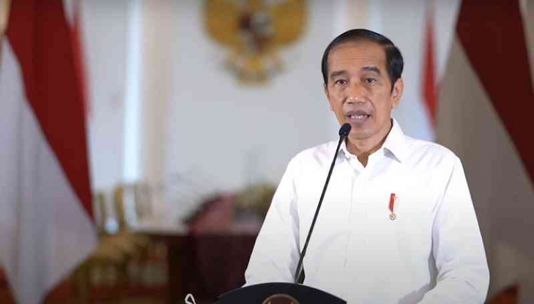 Presiden Joko Widodo saat menyampaikan pernyataan virtual dari Istana Kepresidenan Bogor, Jawa Barat, Jumat (19/3)/Foto Setkab 