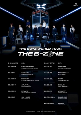 THE BOYZ's World Tour: THE B-ZONE Schedule Poster | Sumber: https://twitter.com/IST_THEBOYZ