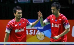 Mohammad Ahsan - Hendra Setiawan tumbang di babak pertama Indonesia Open 2022 / Dok. PBSI