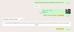 GAMBAR: Screenshot chat WhatsApp pribadi