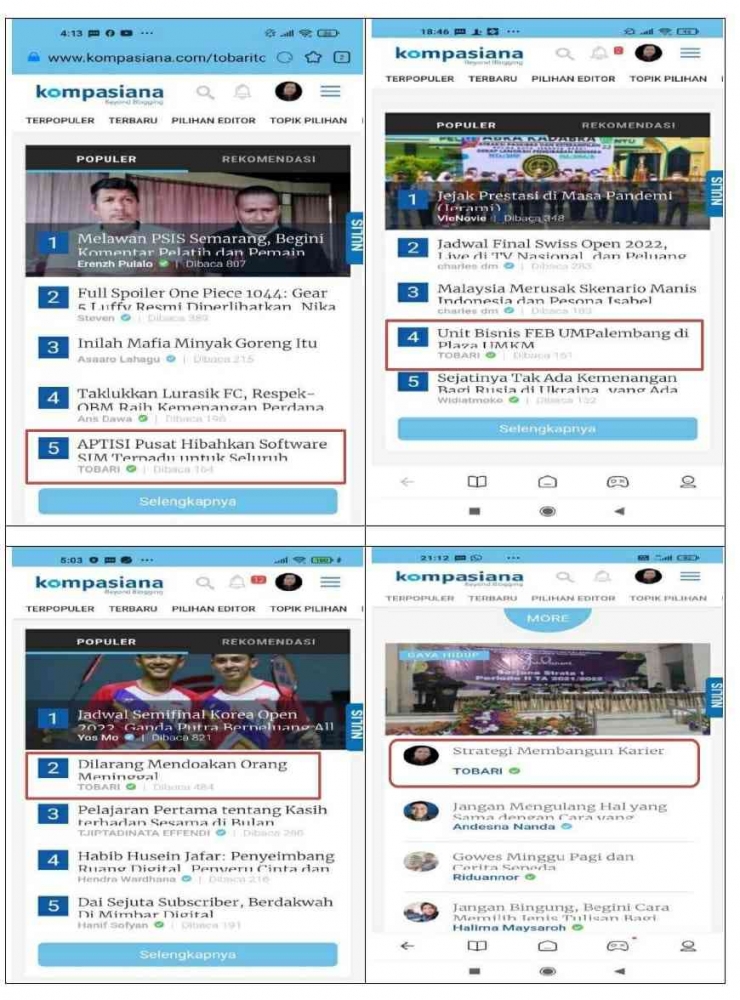 Tulisan TERPOPULER yang pernah didapat penulis (Dokpri)