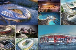 Stadion Sepak bola Qatar persiapan 2022 . foto /kolase: iconic.com