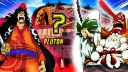 Spoiler One Piece 1054, Momonosuke Adalah Senjata kuno Pluton dan duel Ryokugyu Vs Luffy, Kid, dan Law (Sumber: Youtube @FK Anime)