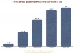 Data pengguna aktif TikTok Januari 2018 - Oktober 2020/kompas.com