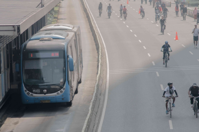 Hari Bebas Kendaraan Bermotor di Jalan Sudirman, Jakarta Selatan. (Jonas/Mahasiswa) 