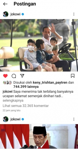 Bidik layar akun instagram @ Jokowi. 
