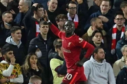 Sadio Mane saat berseragam Liverpool: AFP/PAUL ELLIS via Kompas.com