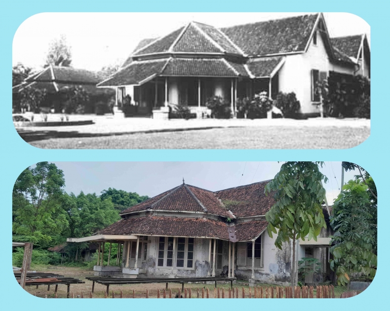 Kolase foto ex-Rumah Administratur PG.Banjaratma (dok. FB Brebes online dan Dok Pri Siska Artati)