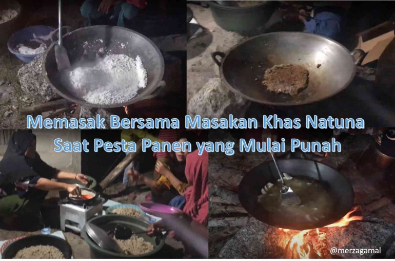 Image: Ibu-ibu memasak bersama diiringi musik lesung alu yang dimainkan kaum Bapak sambil menumbuk padi (by Merza Gamal)