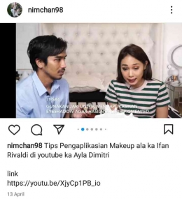 1.1  Pengaplikasian eyeshadow oleh Ka Ifan Rivaldi. Model Ka Ayla Dimitri. https://www.youtube.com/