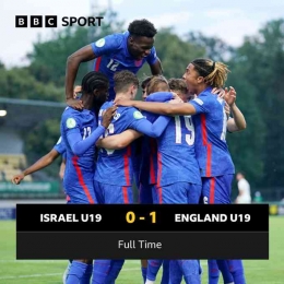 Israel kalah 0-1 dari Inggris di ajang Euro-19 2022 (Foto Twitter.com/bbcsport). 