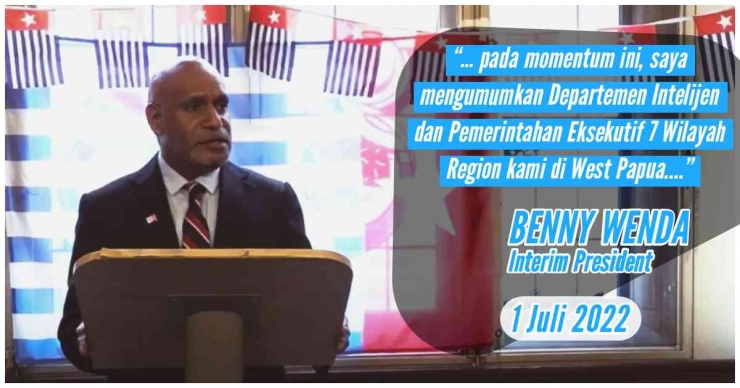 Benny Wenda, Presiden Pemerintahan Negara Papua berpidato pada HUT West Papua 1 Desember 2021 di balai kota Oxford, Inggris. (Credit: facebook)
