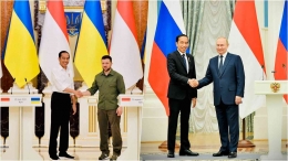 Ilustrasi gambar, Diplomasi Presiden Jokowi dengan Zelensky dan Putin | Dokumen Foto Biro Setpres Via Kumparan.com