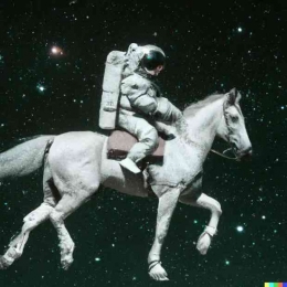 Foto hasil GPT-3 dengan perintah “A photo of an astronaut riding a horse.” 
