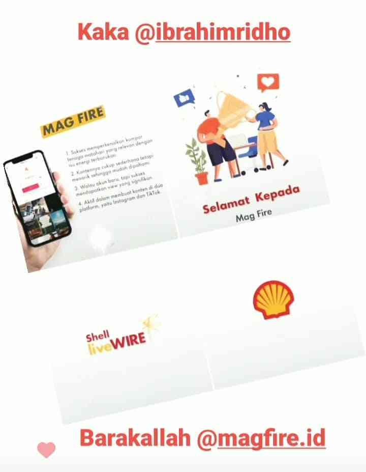 Mag Fire menang lomba media sosial Shell Live Wire 2022. Dokumen IG magfire.id