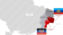 Peta Republik Rakyat Donetsk dan Luhansk. [Courtney Weaver / ft.com]