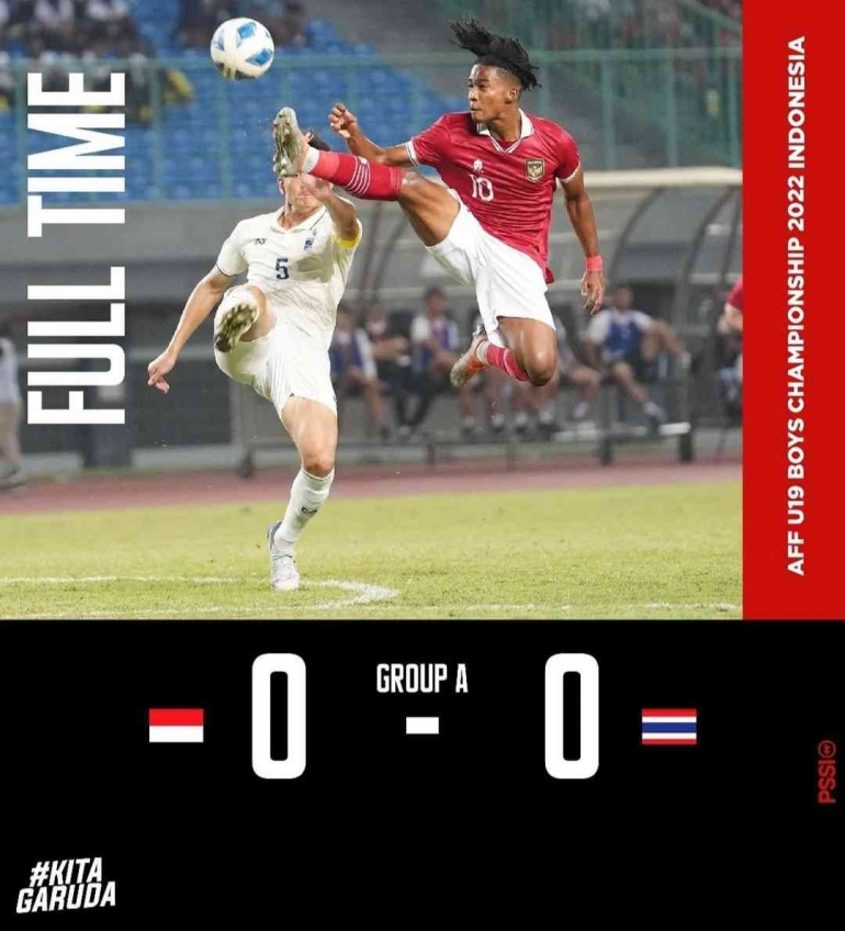 Pertandingan Antara Indonesia U-19 VS Thailand U-19 yang di gelar Di Stadion Patriot Candrabhaga, Bekasi pada Rabu (6/7/2022) (Ig: @Pssi) 
