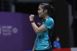 Gregoria Mariska Tunjung kembali menjungkalkan Akane Yamaguchi. Kali ini di perempat final Malaysia Masters 2022 : Dok. PBSI via Kompas.com