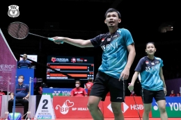Rinov/Pitha harus puas menjadi finalis di Malaysia Masters 2022 setelah kalah dari Zheng Si Wei/Ya Qiong. | Dok PBSI