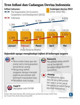 Trend Inflasi dan cadangan devisi Indonesia.  Sumber:  kompas.com