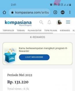 Dokpri tangkap layar akun Kompasiana Ari Budiyanti per 10 Juli 2022