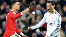 Cristiano Ronaldo Man. United dan Real Madrid (Foto via Tribun)