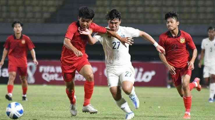 Thailand vs Laos AFF U-19 Championship Indonesia 2022 (Foto: via Tribun)