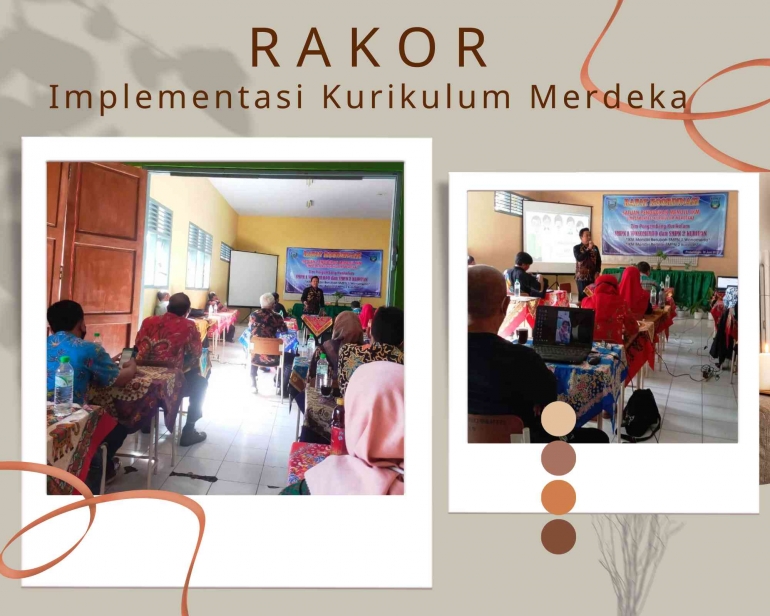 Rakor kesiapan IKM di SMP 1 Wonomerto dengan Fasilitator Guru Penggerak. Sumber: Dokumentasi Pribadi