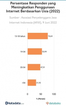 Generasi Milenial dan Z menjadi penerima terbanyak manfaat internet di Indonesia (Infografis: Katadata)