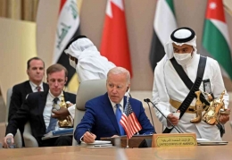 Joe Biden berbicara di pertemuan GCC.| Photo: Mandel Ngan/AFP