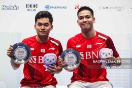 Leo/Daniel berhasil meraih gelar perdana di BWF World Tour setelah mengalahkan Fajar/Rian melalui rubber game. | Sumber: Badmintontalk
