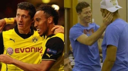Lewandowski dan Aubameyang saat bermain bersama di Borussia Dortmund (Sumber: tribunnews.com)
