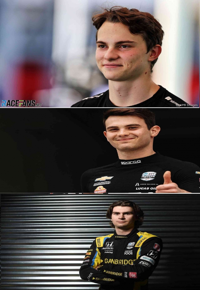 Oscar Piastri (atas), Pato O'Ward (tengah), Colton Herta (bawah)