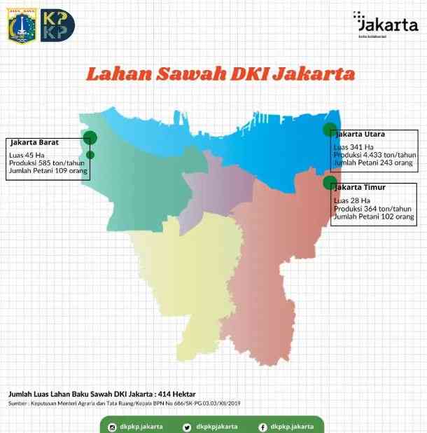 Peta Luas Lahan Sawah DKI Jakarta 2022. (Foto_dkpkp.jakarta)
