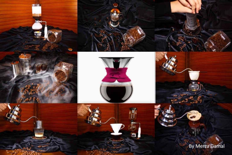 Image: Peralatan penyeduh kopi kekinian koleksi Kakek Merza (Photo by Merza Gamal)