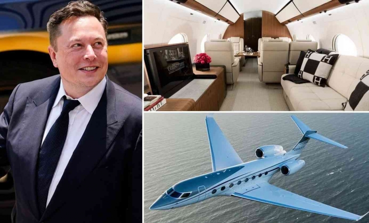Elon Musk, bos Tesla, dan jet pribadinya. Sumber: AP/Gulfstream via www.scmp.com