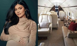 Kylie Jenner dan interior jet pribadinya. Sumber: www.worldtimetodays.com