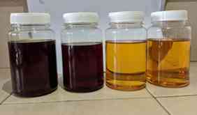 Hasil proses ketiga tahapan pemurnian minyak jelantah (dokpri)