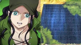 Manga One Piece 1055, Nico Robin temukan senjata kuno Pluton dan Road Poneglyph ke Laugh Tale (Sumber: Youtube @FK Anime)