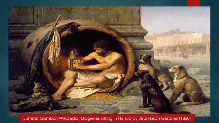 Sumber Gambar: Wikipedia; Diogenes Sitting in His Tub by Jean-Leon Geome (1860)
