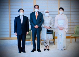 Pertemuan presiden Jokowi, Ibu Negara Iriana dengan Kaisar Jepang, Naruhito dan Permaisuri Masako, Sumber : mediaindonesia.com